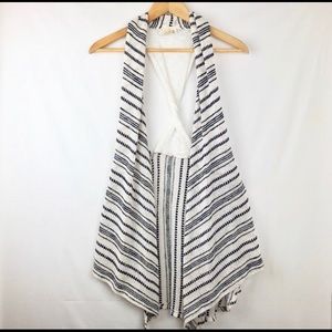 Medium blue and white striped vest/dressy shawl.